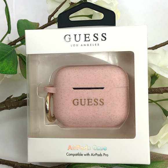 Guess Light Pink Gold Glittery AirPods Case - Picture 1 of 3